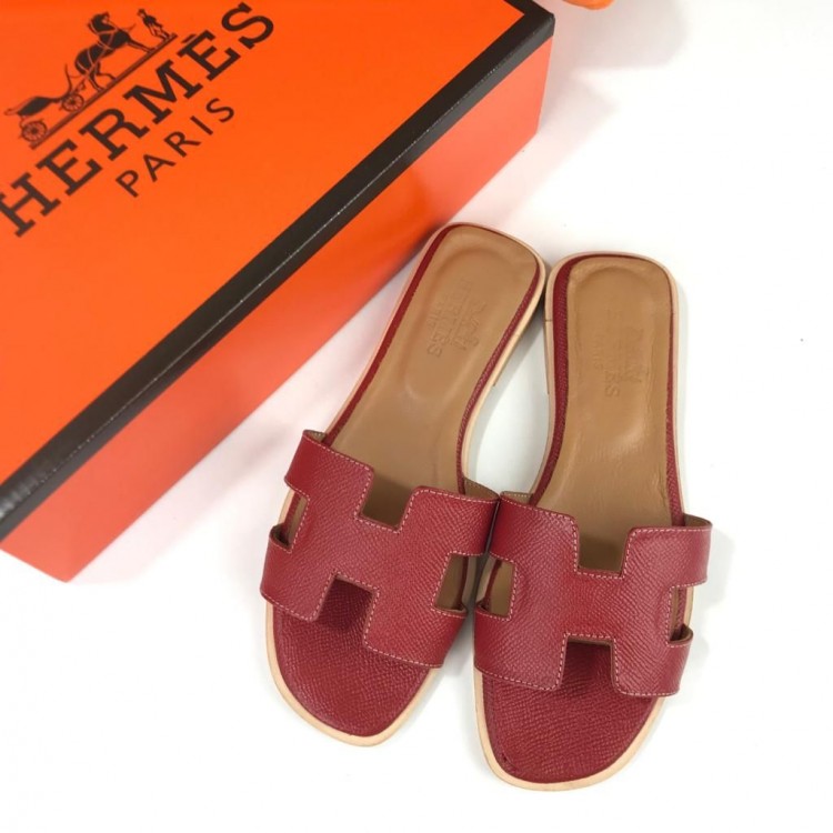 HERMES SANDALS ORAN TERLİK TAİGA KIRMIZI